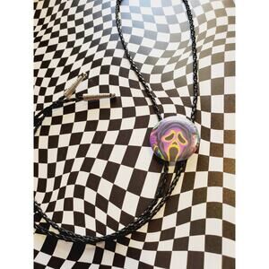 Horor inspired button style bolotie style necklace unique horror themed jewelry